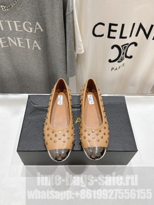 Alaïa CALFSKIN RIVET BALLET FLATS BEIGE