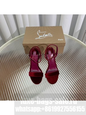 CHRISTIAN LOUBOUTIN Lipqueen 100 Velvet Sandal Burgundy