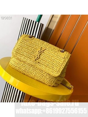 SAINT LAURENT NIKI MEDIUM CHAIN BAG IN RAFFIA 498894 yellow