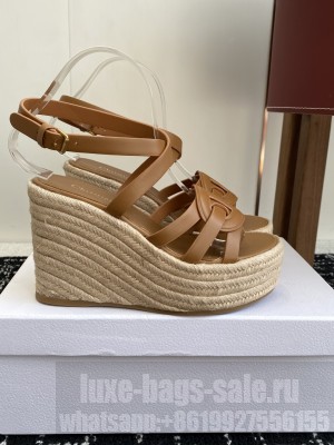 Dior D-Club Wedge Sandal Camel Calfskin