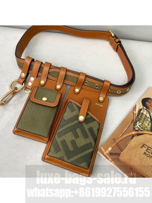 Fendi FF Denim Multi-accessory Pocket Belt Bag Green  2021 Collection