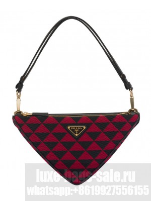 Prada Symbole Leather And Fabric Mini Bag 1BC176 Red