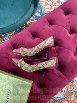 Gucci Women's GG Canvas Calfskin 65mm Pumps Red 2021 Collection