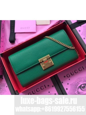 Gucci Padlock Calfskin Continental Chain Wallet 453506 Green