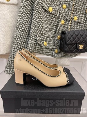 Chanel Heel 6.5cm chain Pumps Beige Spring 2022 Collection