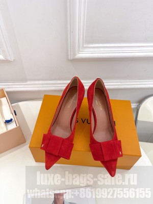 Louis Vuitton Blossom Pumps with Bow 6/8cm in Suede Red 2023