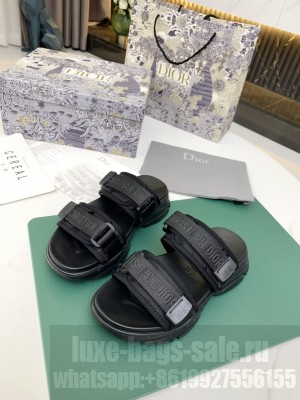 Dior D-Wander Flat Strap Sandals Black 2021 Collection