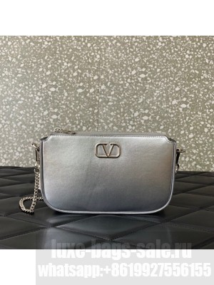 VALENTINO Mini VLOGO SIGNATURE calfskin bag MZ079 silver