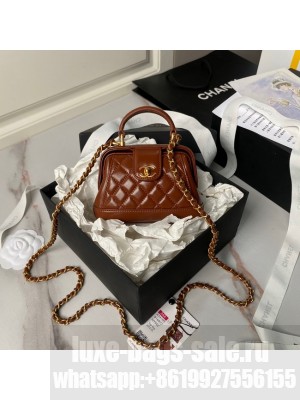 CHANEL 24A MINI BAG WITH TOP HANDLE AS4109 brown
