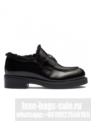 Prada Women's Brushed Leather Loafers 1D246M Black