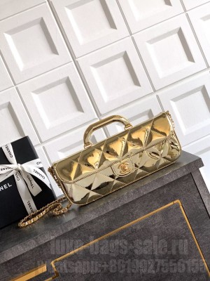 Chanel 25K Original Patent Leather Top Handle Bag A6321 Gold