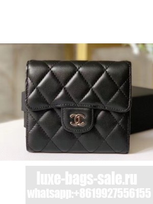 Chanel Classic Small Flap Wallet 31528 AP0231 Lambskin Black/Silver