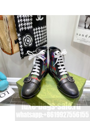 Gucci Women's Calfskin lack-up Multicolor ankle boot 2021 Collection