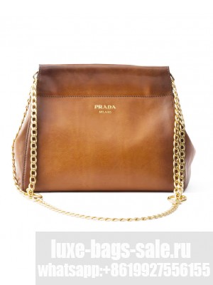 Prada Enchaine Mini Leather Handbag 1BC263 Coffee