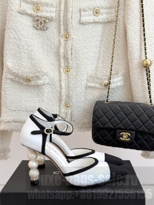Chanel Lambskin & Grosgrain Pearl 8cm Sandals White 2025 