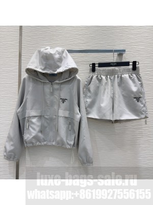 Prada Jacket and Shorts Set Light Grey 2025
