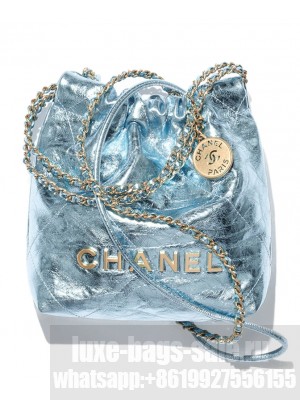 Chanel 22 Mini Handbag AS3980 Blue