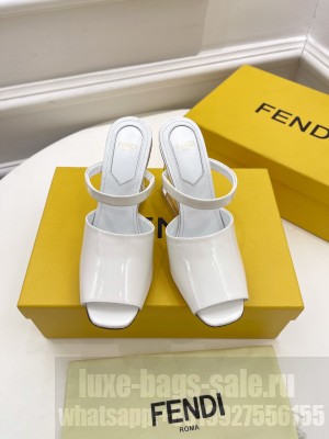 FENDI FIRST 85mm White Patent leather high-heeled sandals 2022 Collection