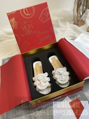 Christian Louboutin Studded Beige Flat slippers 2021 Collection