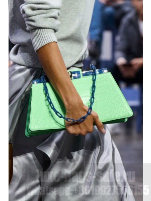 Fendi Peekaboo Cut Medium Alligator pattern bag 8BN340 GREEN