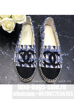 Chanel CC Logo Tweed Fabric Espadrilles G34436 Blue 2019