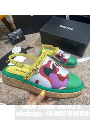 Chanel Slingback Print Canvas Espadrilles Green Spring/Summer 2021 Collection