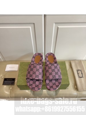 GUCCI Women's platform slide sandal 623212 Purple canvas 2021 Collection