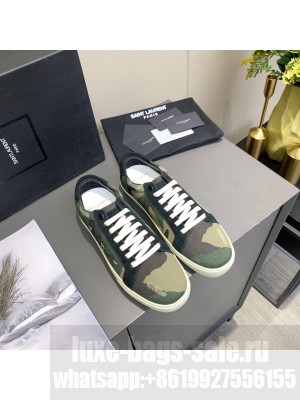 Saint Laurent Canvas YSL Unisex Court Classic Sneakers Embroidered with Saint Laurent 09 2021 Collection