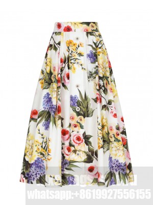 Dolce & Gabbana Women's Giardino Printed Cotton Umbrella Skirt Polychrome
