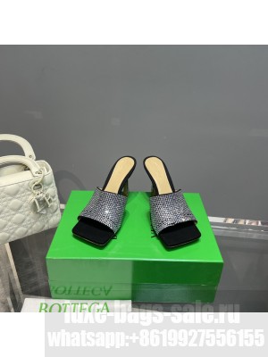 BOTTEGA VENETA Stretch 9cm Strass-embellished silk Silver Crystal mules