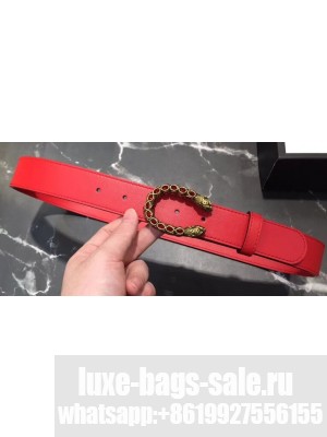 Gucci Width 3/3.5cm Leather Belt Red with Red Crystal Dionysus Buckle