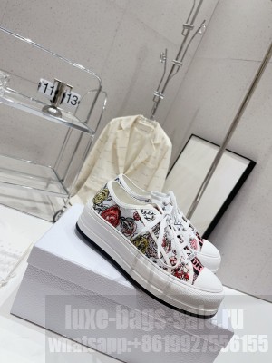 Dior Walk'n'Dior Low-top Platform Embroidered Cotton Sneakers 2023 09