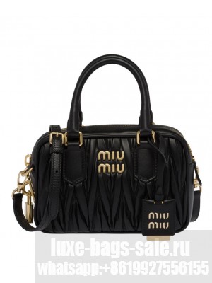 Miumiu Matelasse Nappa Leather Top-handle Bag 5BB123 Black