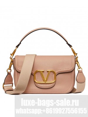 Valentino Garavani Alltime Grainy Calfskin Shoulder Bag Apricot