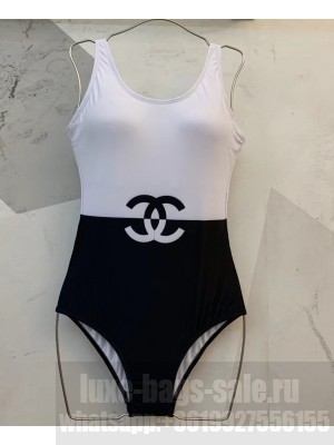 Chanel CC Logo Swimsuit Black/White 2019
