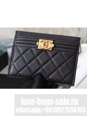 Chanel Caviar Leather Boy Card Holder A84431 Black