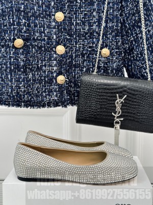 Loewe Toy ballerina in suede and allover rhinestones Gray