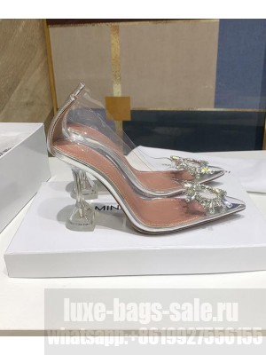Amina Muaddi Crystal Embellished Slingback 9.5 cm Pumps White