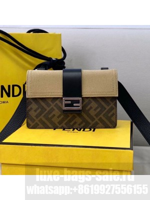 Fendi Men's Baguette Pouch Mini Bag Beige Canvas  2021 Collection