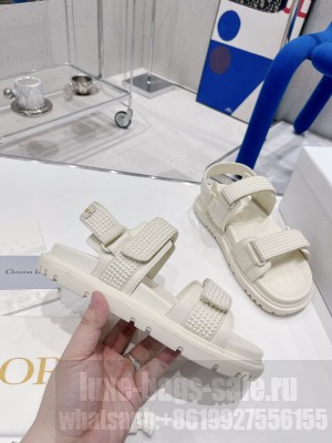Christian Dior DiorAct Sandal Flat White Lambskin and Technical Fabric with Silver-Tone Strass 2022 Collection