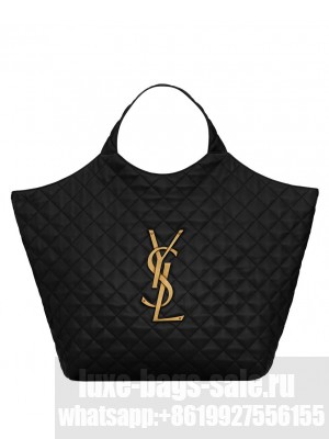 Saint Laurent Icare Maxi Shopping Bag In Quilted Lambskin Black