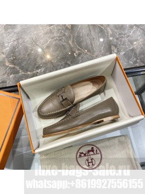 Hermes signature "H" Flat loafer Oil Green 2021 Collection