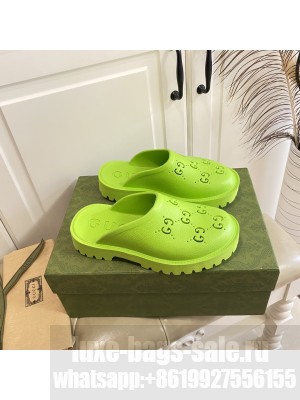 Gucci Unisex Perforated GG Rubber Mules 3cm Green 2022 Collection