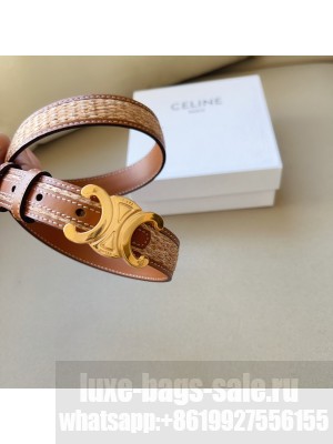Celine Triomphe Width 2.5cm Belt With Brass Buckle 016