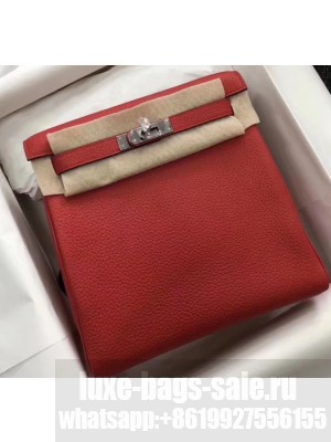 Hermes Kelly 22 Ado Backpack Bag In Original Togo Leather Red