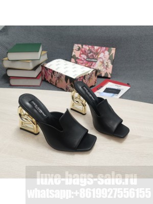 DOLCE & GABBANA Heel 10.5CM CALFSKIN LEATHER MULE BLACK 2022