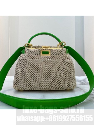 Fendi Peekaboo Woven Straw Mini Bag Beige  2021 Collection