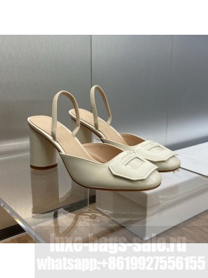 Dior Day Slingback in Patent Leather with Silver Heel 8.5cm Cream 2023