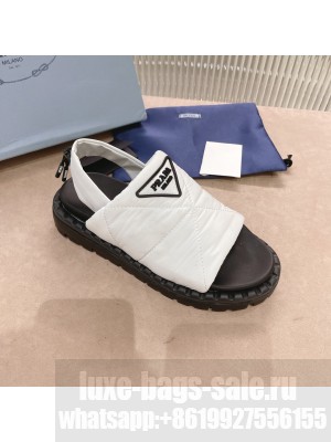 Padded Padded nylon Embossed rubber logo white sandals