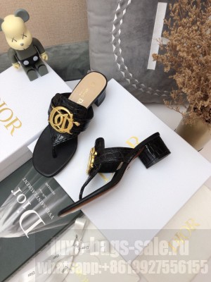 Christian Dior 30 MONTAIGNE 4CM Flip-Flop Black Calfskin sandals 2021 Collection
